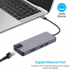 Adapter Type C na RJ45 (LAN) HDMI VGA 2xUSB 3.0 PD SD microSD 8u1 JWD-TC32