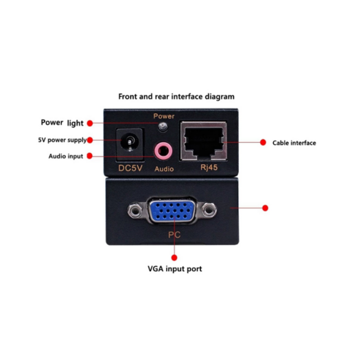Adapter VGA na RJ45 Signal extender JWD-SP05 100m - Image 3