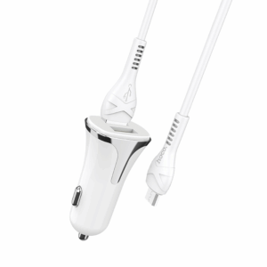 Auto punjac HOCO Z31 QC3.0 2xUSB sa micro USB kablom beli