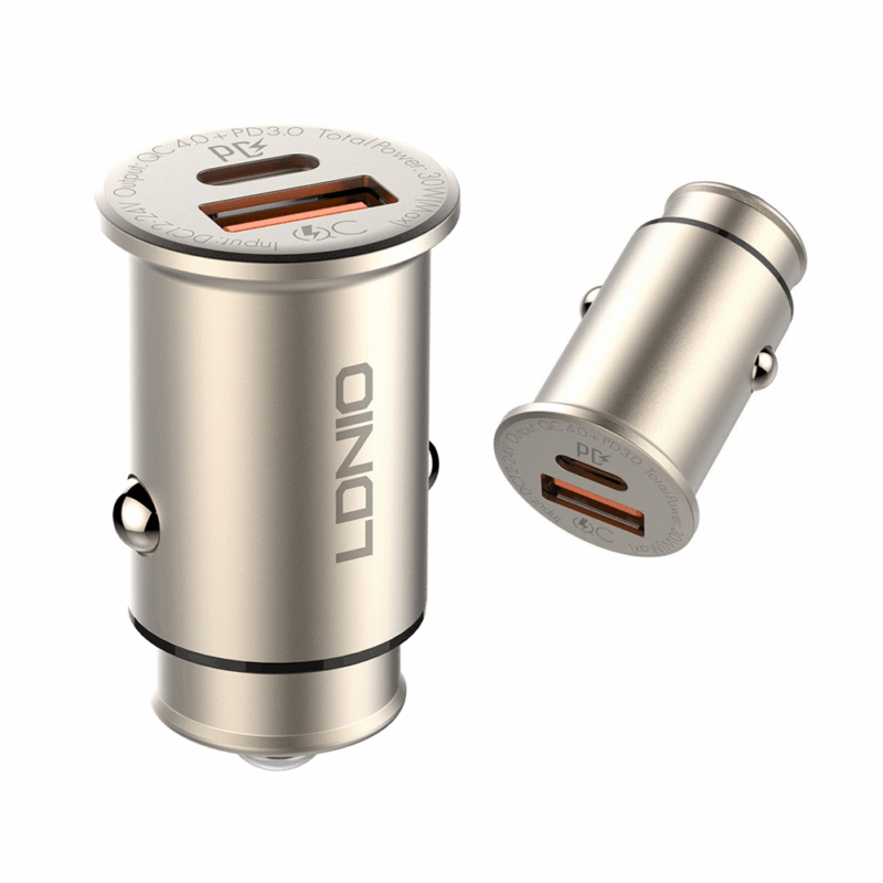 Auto punjac LDNIO C506Q PD, QC4+, 30W gold USB Lightning