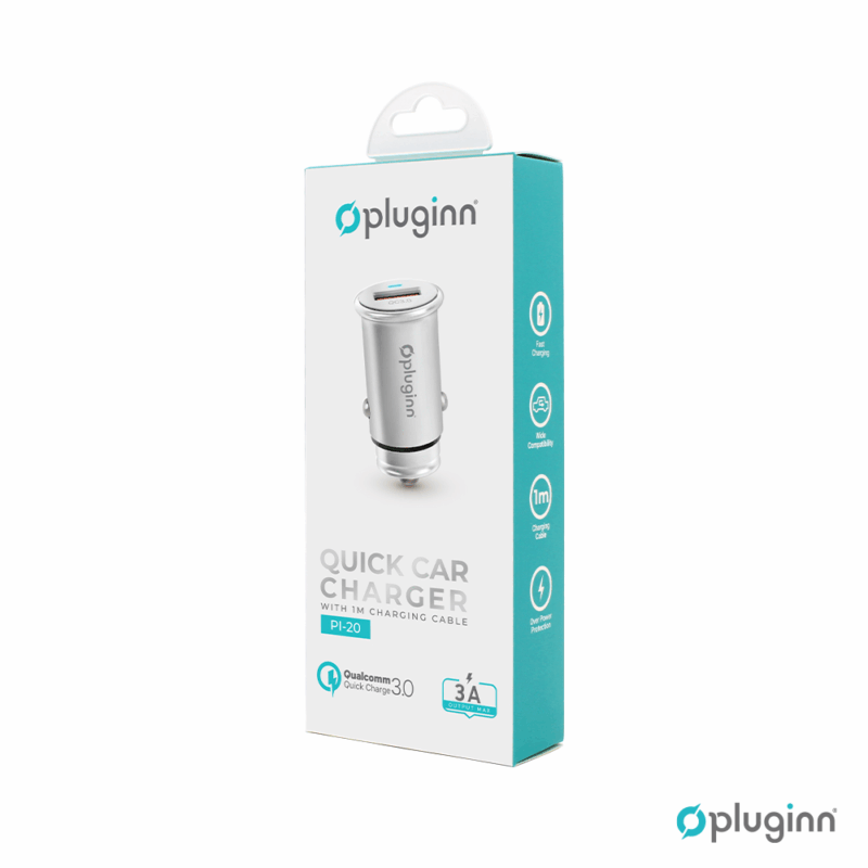 Auto punjac Pluginn PI-20 QC 3.0, 3A, 18W, srebrni