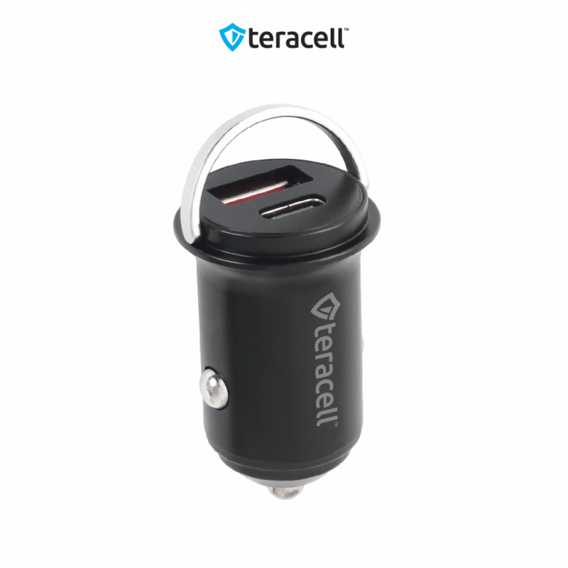 Auto punjac Teracell Evolution TC-13 PD 30W + USB QC3.0 18W, 48W (total) sa PD Type C kablom crni