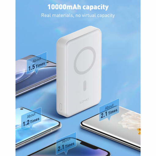 Back up baterija LDNIO PQ16 10000mAh, 15W wireless, sivo bela - Image 3
