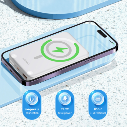 Back up baterija LDNIO PQ16 10000mAh, 15W wireless, sivo bela - Image 4
