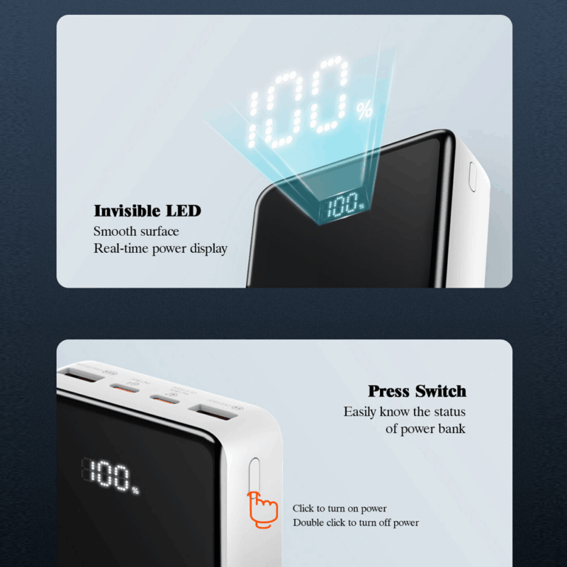 Back up baterija LDNIO PQ22 20000mah, 22.5W, crno bela