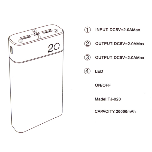 Back Up baterija Oxpower TJ-020 20000 mAh crna - Image 4