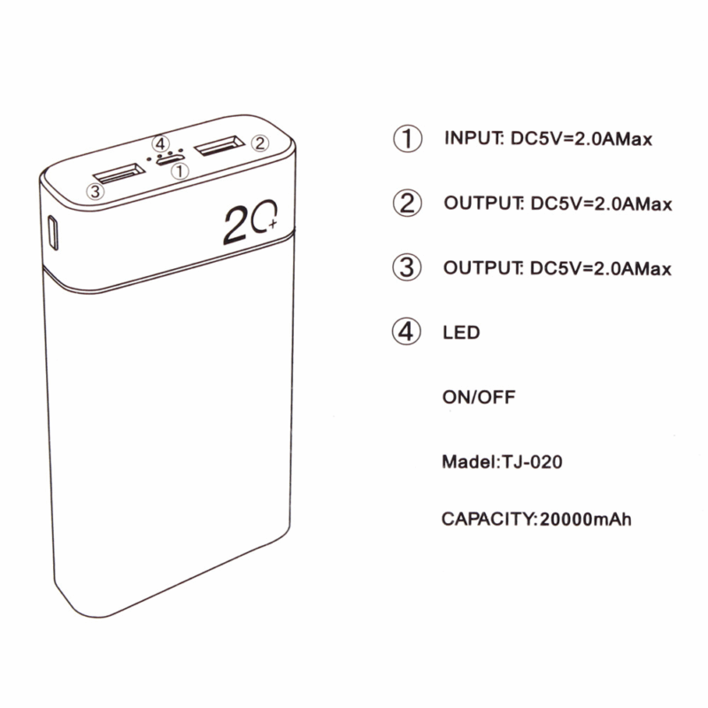 Back Up baterija Oxpower TJ-020 20000 mAh crna