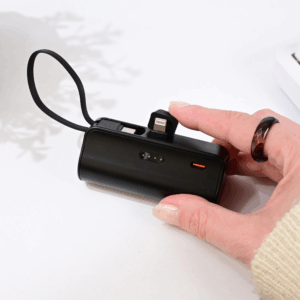 Back up baterija privezak 5000mAh fast lightning crna