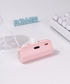 Back up baterija privezak 5000mAh fast lightning roze