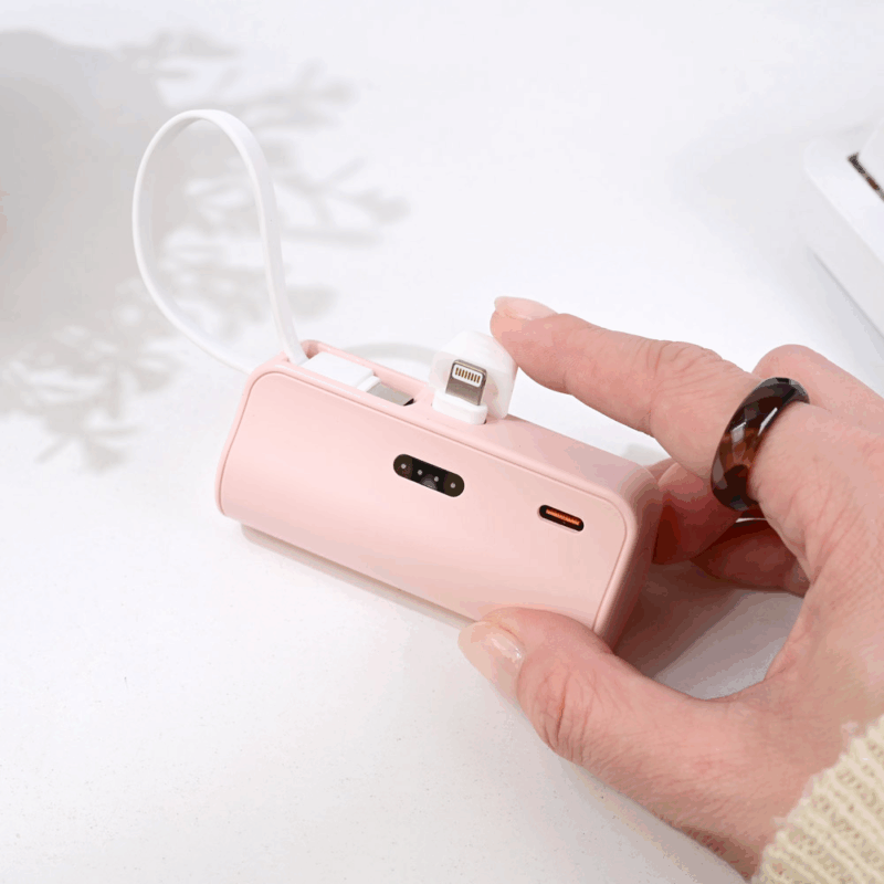 Back up baterija privezak 5000mAh fast lightning roze