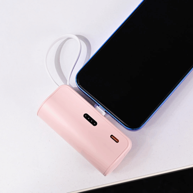 Back up baterija privezak 5000mAh fast lightning roze