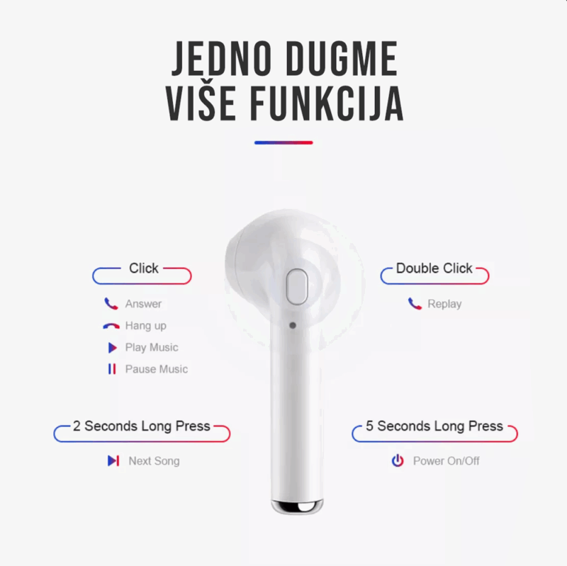 Bluetooth slusalice Airpods i7s TWS crvene HQ