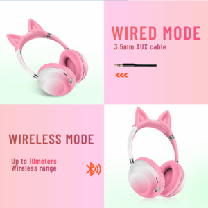 Bluetooth slusalice Cat Ear crne