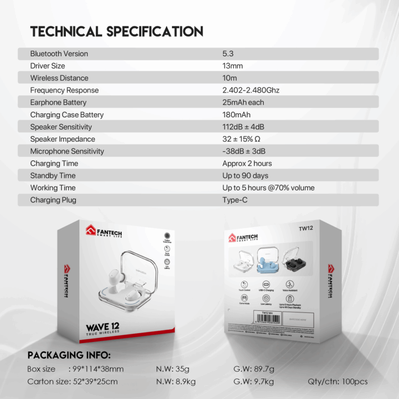 Bluetooth slusalice Fantech Wave 12 bele