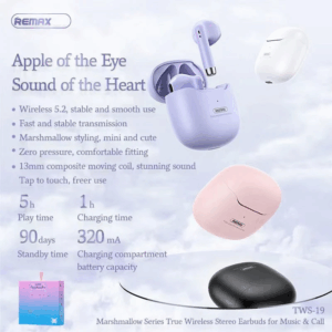 Bluetooth slusalice REMAX Marshmallow Series  TWS-19 bele