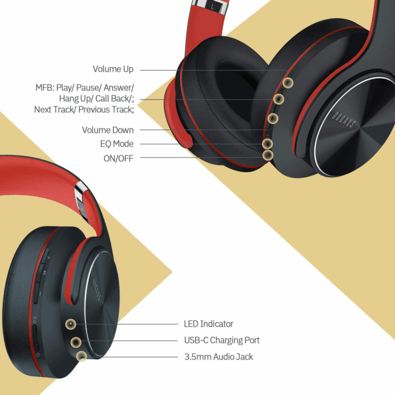 Bluetooth slusalice DOQAUS VOUGE 5 crvene