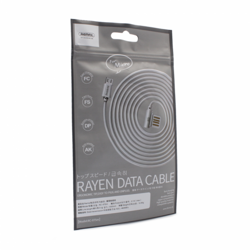 Data kabl REMAX Rayen RC-075m micro USB sivi 1m - Image 2