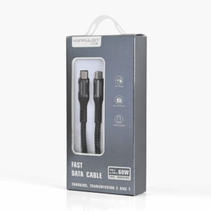 Data kabl KONFULON DC43 PD 60W Fast Charge Type C na Type C crni 1m