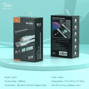 Data kabl KONFULON DL24, 5A, 120W, USB na iPhone lightning beli 1m