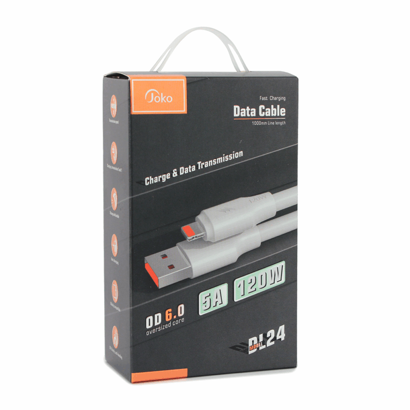 Data kabl KONFULON DL24, 5A, 120W, USB na iPhone lightning beli 1m