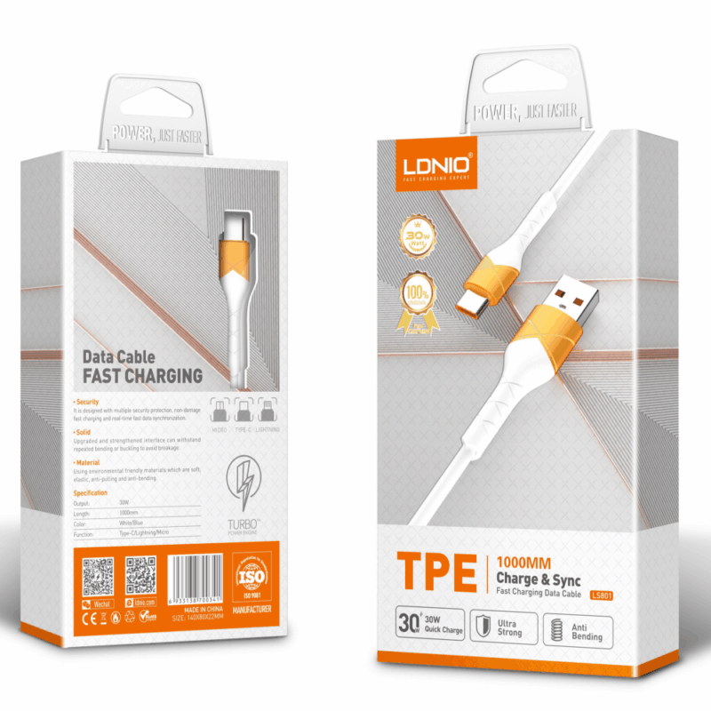 Data kabl Ldnio LS801 30W Fast Type C beli 1m