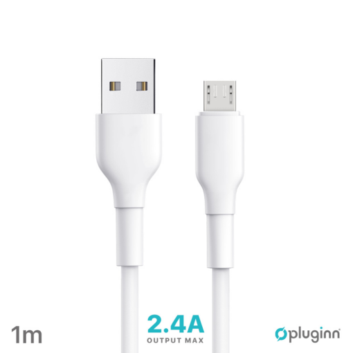 Data Kabl Pluginn PI-AmB 2.4A USB na micro USB beli 1m