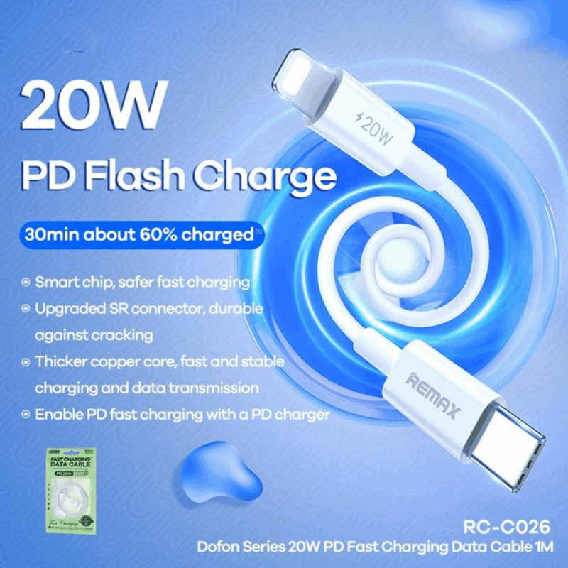 Data kabl REMAX Dofon Series 20W PD Fast Charging  1M  RC-C026 Type C na iPhone lightning beli