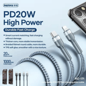 Data kabl REMAX Fast charging 20W PD RC-171 Type C na iPhone lightning srebrni 1m