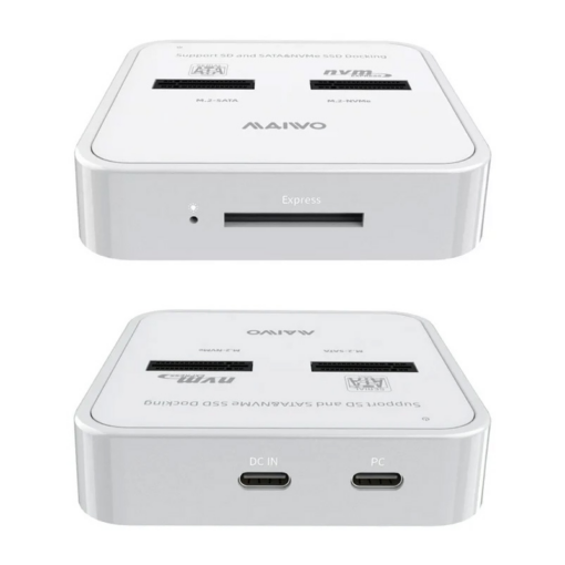 Docking station MAIWO K3016SD, Type C 3.2 na 2 x M.2 (SATA i PCIe NvMe), SD Card, beli - Image 4