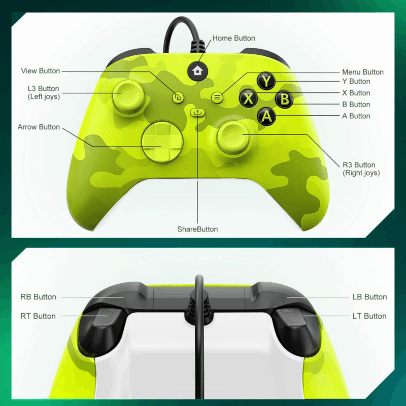 Joypad WIFI kontroler za XBOX One, XBOX X series, PC Windows, PS 3 army zelena