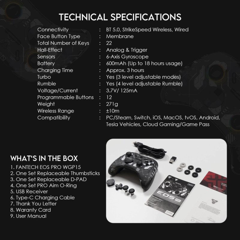 Joypad wireless Fantech WGP15 EOS PRO multiplatform RGB plavi