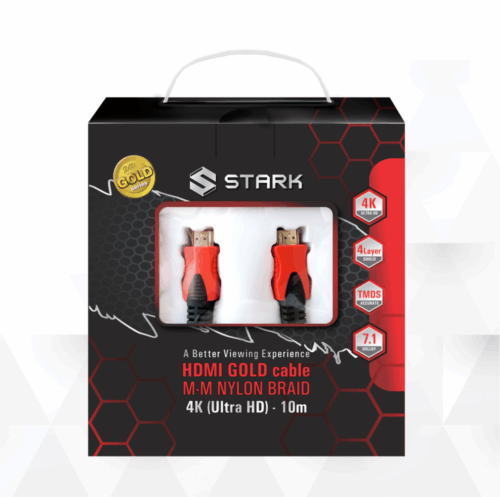 Kabl STARK HDMI M-M pozlacen 4K pleteni 10m