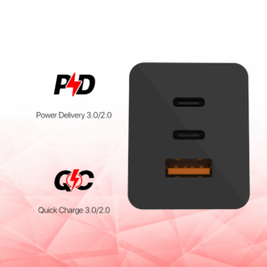 Kucni punjac Fantech CWG301 2xPD + QC 65W crni