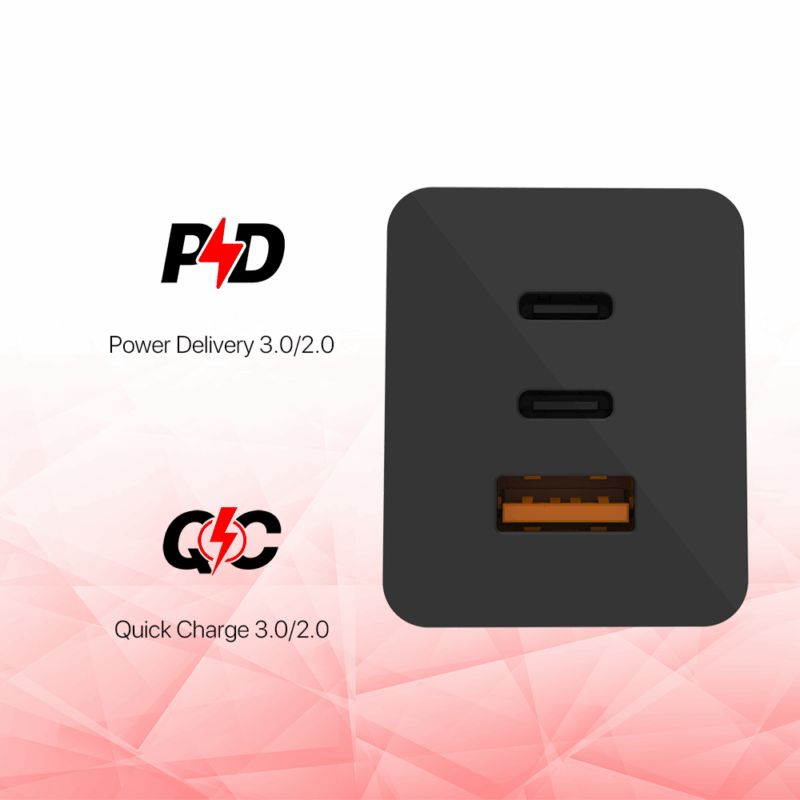 Kucni punjac Fantech CWG301 2xPD + QC 65W crni