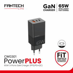 Kucni punjac Fantech CWG301 2xPD + QC 65W crni