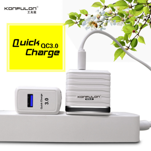Kucni punjac KONFULON C32Q QC 3.0 sa iPhone lightning kablom beli - Image 3