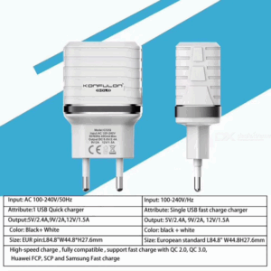 Kucni punjac KONFULON C32Q QC 3.0 sa iPhone lightning kablom beli
