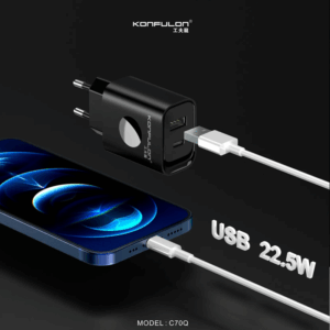 Kucni punjac KONFULON C70Q, Fast Charge, QC3.0 22.5W, PD 20W beli