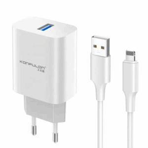 Kucni punjac KONFULON C87, 3A, 15W, sa iPhone lightning kablom white