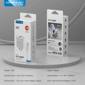 Kucni punjac KONFULON C87, 3A, 15W, sa iPhone lightning kablom white
