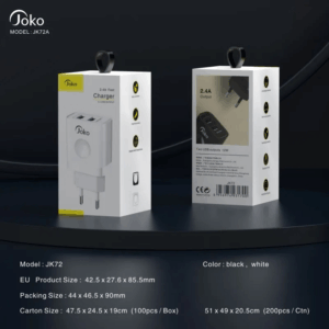 Kucni punjac KONFULON JK72, 2xUSB, 2.4A,12W, sa micro USB kablom beli