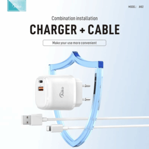 Kucni punjac KONFULON JK82 + PX14 PD 20W, QC 18W, sa kablom USB na Lightning beli