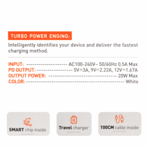 Kucni punjac LDNIO A1209C PD, 20W sa Type C na iPhone lightning kablom beli