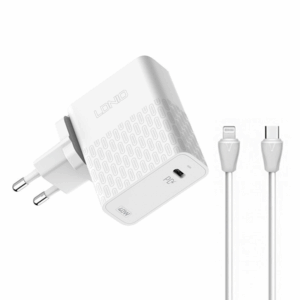 Kucni punjac LDNIO A2219 2xUSB 5V 2.4A 12W sa Type C kablom beli