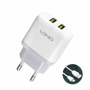 Kucni punjac LDNIO A2221 2xUSB, 12W sa iPhone lightning kablom beli