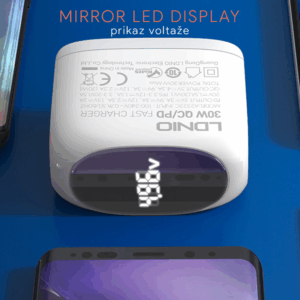 Kucni punjac LDNIO A2522C QC3.0, PD, PPS, LED Display, 30W sa Type C na Type C kablom beli