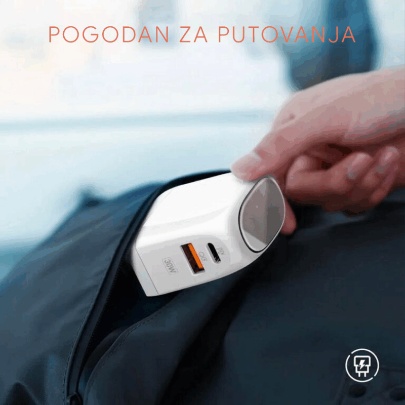 Kucni punjac LDNIO A2522C QC3.0, PD, PPS, LED Display, 30W sa Type C na Type C kablom beli