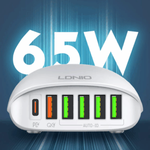 Kucni punjac LDNIO A6573C PD, QC4+, QC3.0, Auto ID 65W 1.5m naponski kabl