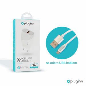 Kucni punjac Pluginn PI-D52S, QC3.0 18W sa micro USB kablom beli CE
