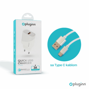Kucni punjac Pluginn PI-D52S, QC3.0 18W sa Type C kablom beli CE